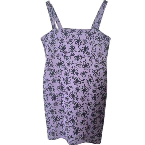 Forever 21 Black and Purple Floral Mini Dress Office Siren Plus Size 0X - Picture 2 of 5